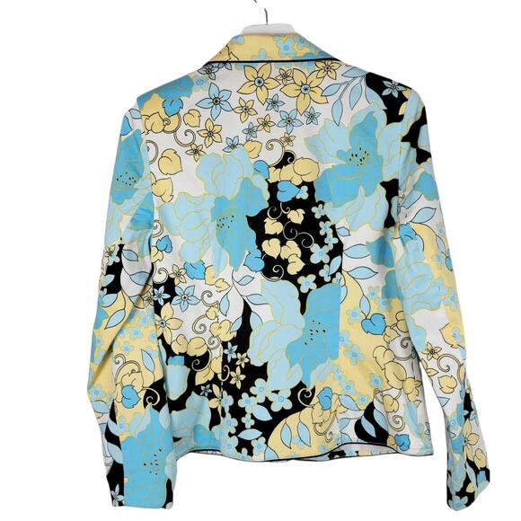 Aldo Trevi Floral Trevi Floral Three Button Cotton Blazer - Size 6 - Picture 3 of 4